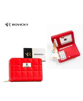 Portfel pikowany Rovicky z zameczkiem czerwony
