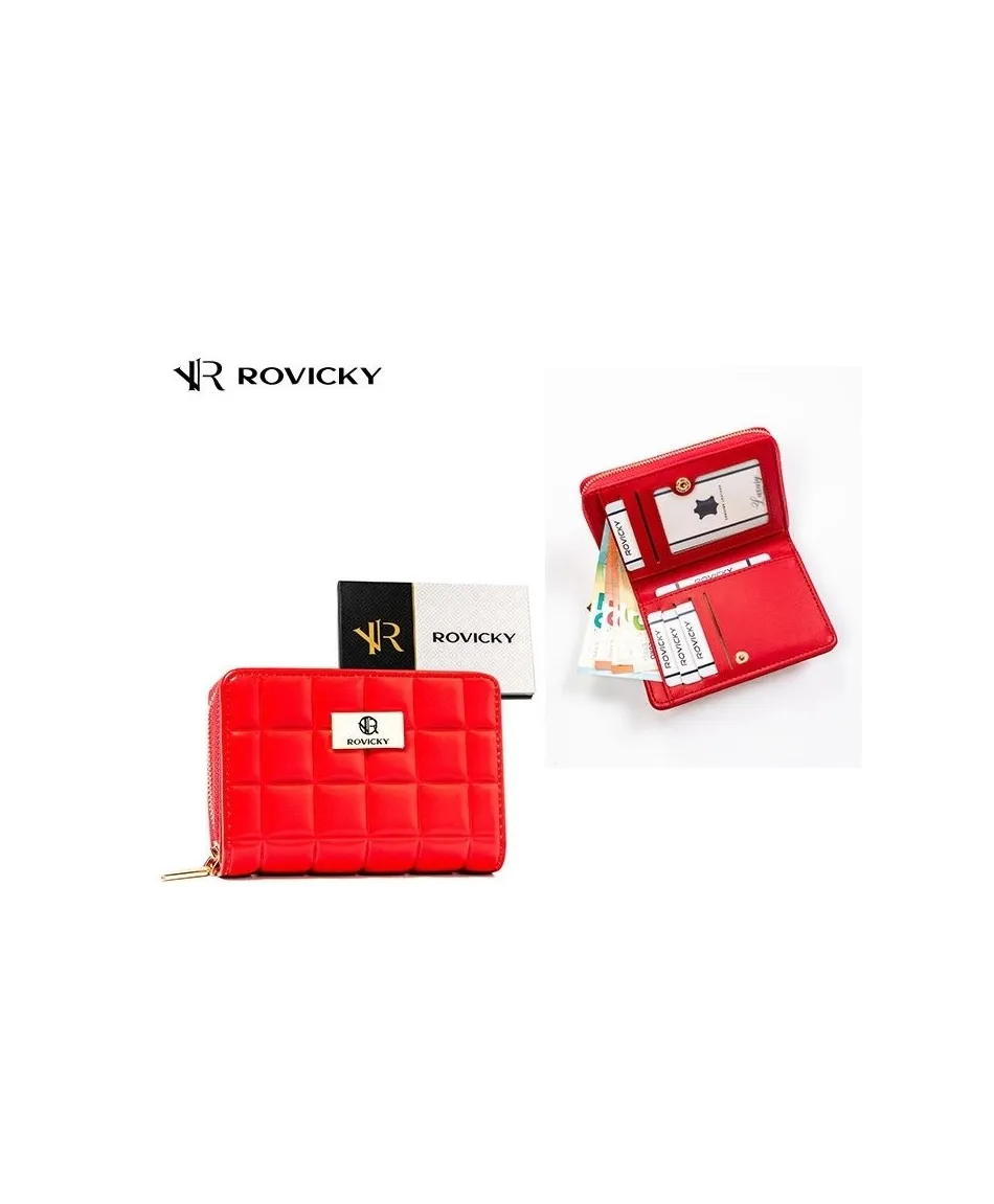 Portfel pikowany Rovicky z zameczkiem czerwony