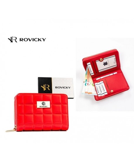 Portfel pikowany Rovicky z zameczkiem czerwony