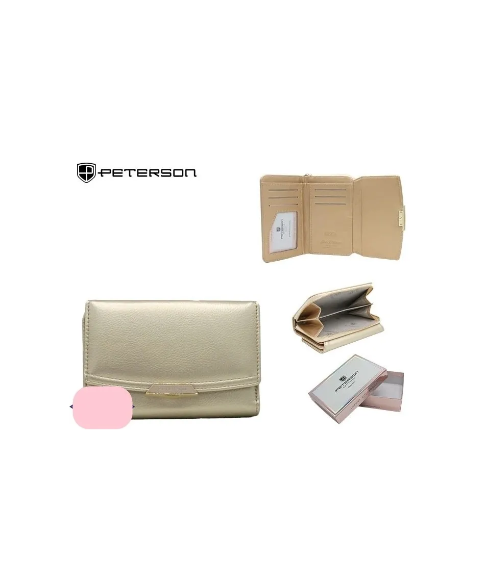 Portfel pakowny Peterson z zamkiem złoty