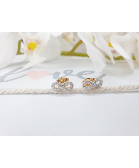 Kolczyki stal złota nieskończoność