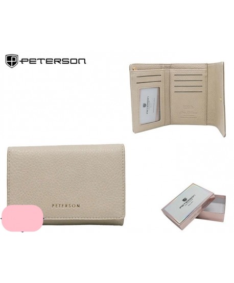 Portfel średni Peterson z zamkiem matowy beżowy