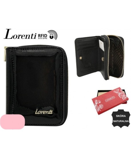 Portfel skórzany mały Lorenti z zamkiem czarny