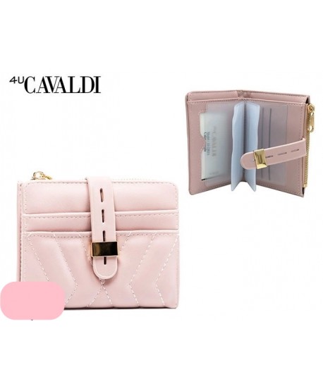 Portfel średni Cavaldi z zamkiem różowy