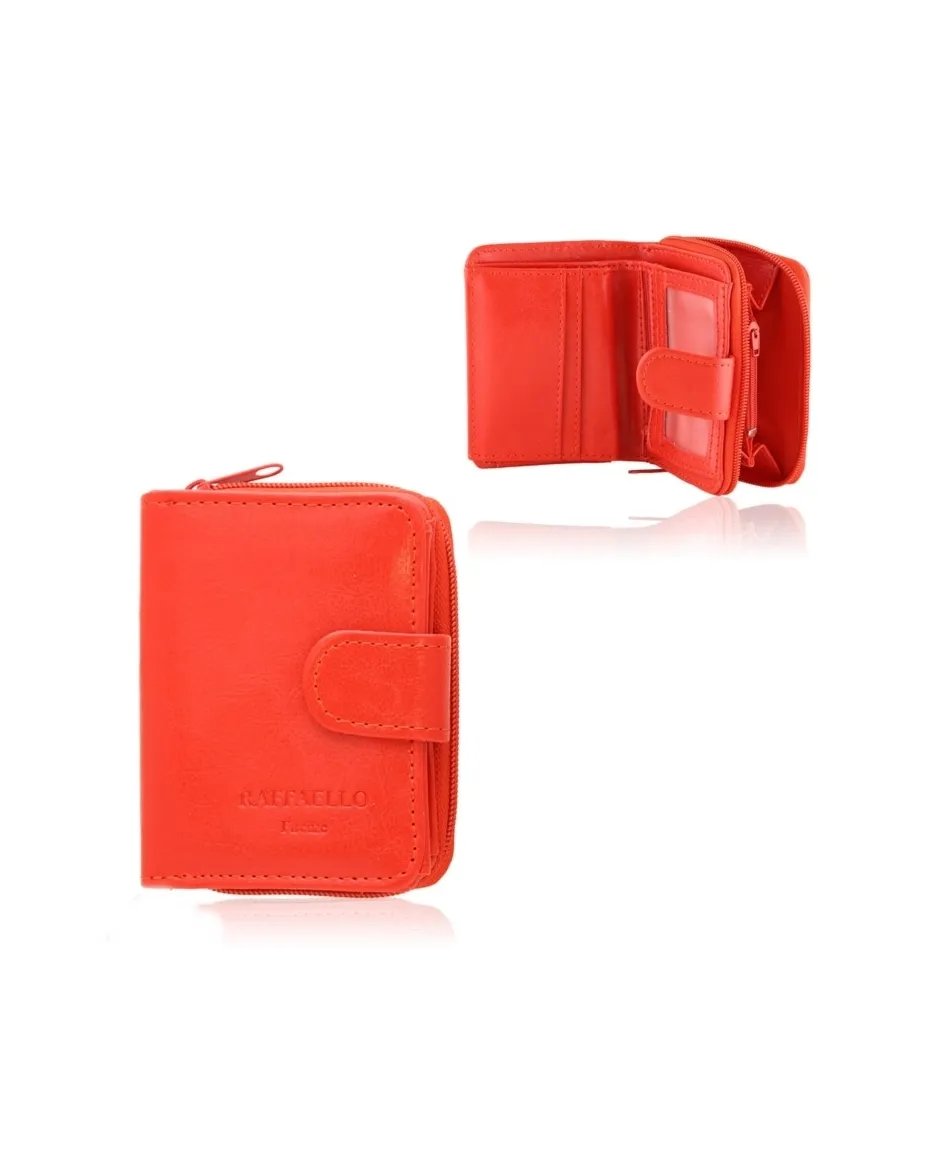 Portfel mały Raffaello z zamkiem czerwony