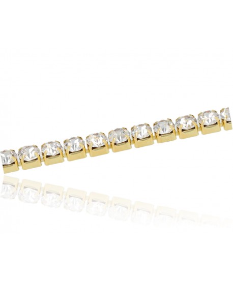 Pasek do sukienki cyrkoniowy złoty 1-rzędowy