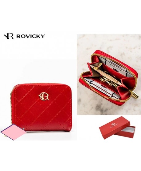 Portfel mały Rovicky z zamkiem piórnik czerwony