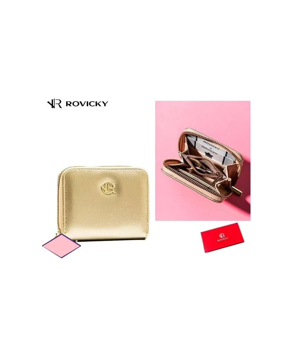 Portfel mały Rovicky z zamkiem piórnik złoty