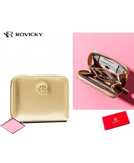 Portfel mały Rovicky z zamkiem piórnik złoty