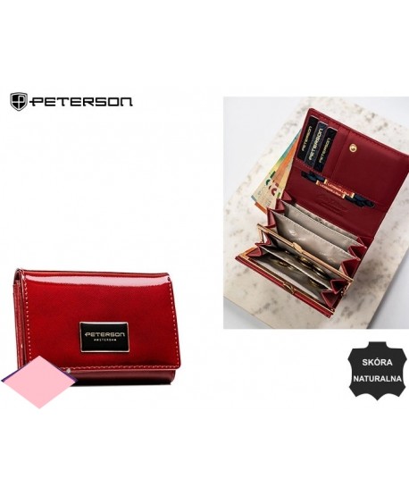 Portfel średni skórzany Peterson ze złotym biglem