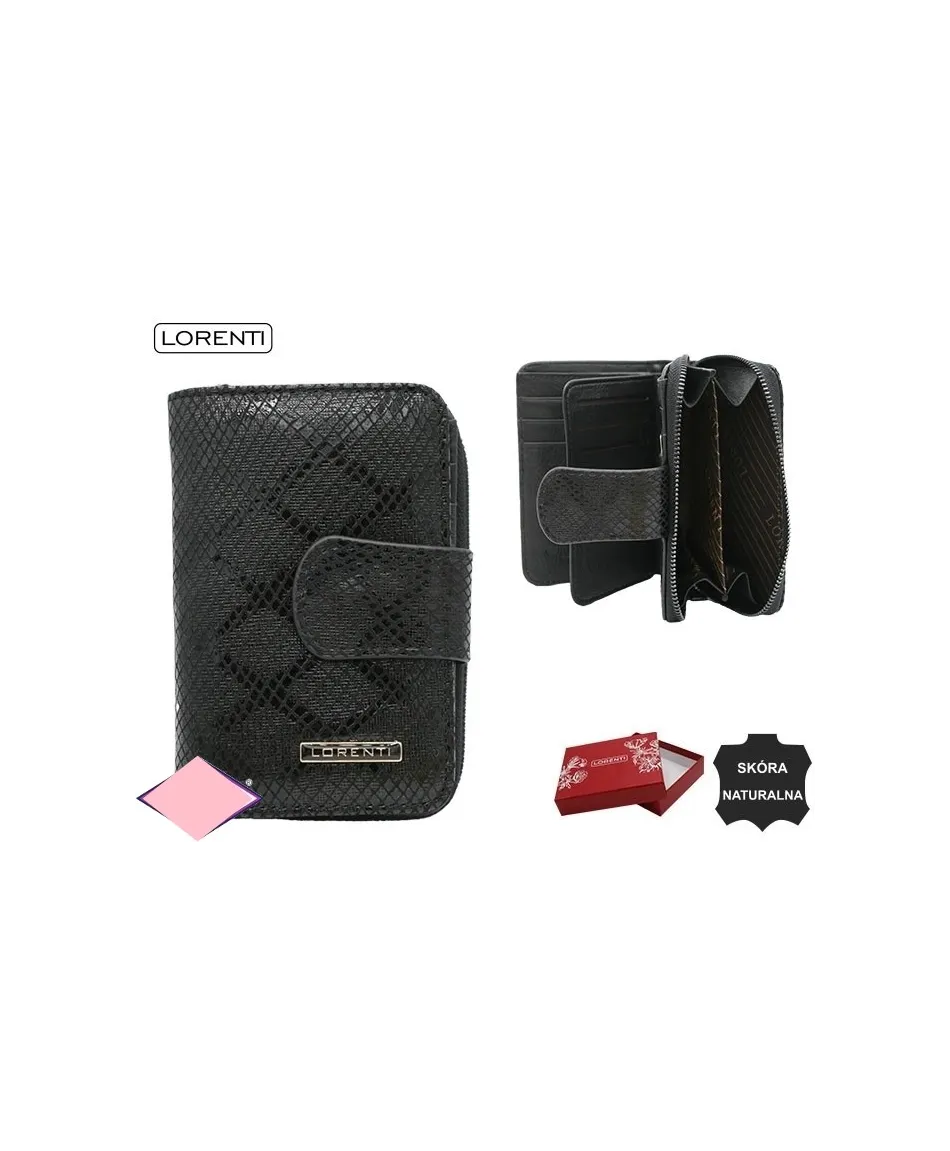 Portfel średni skórzany Lorenti na zamek i klapkę