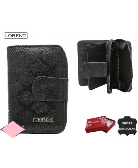 Portfel średni skórzany Lorenti na zamek i klapkę