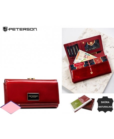 Portfel duży skórzany Peterson z biglem na zewnątrz