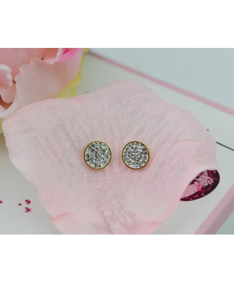 Kolczyki stal złote błyszczące pastylki