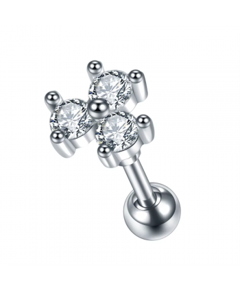 Kolczyk ozdobny labret tragus helix z kwiatkiem 1.2x6x4mm