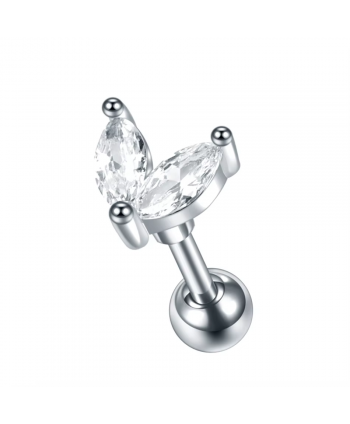 Kolczyk ozdobny labret tragus helix z łezkami 1.2x6x4mm