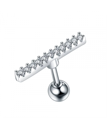 Kolczyk stal labret tragus helix cyrkonie 1.2x6x4mm