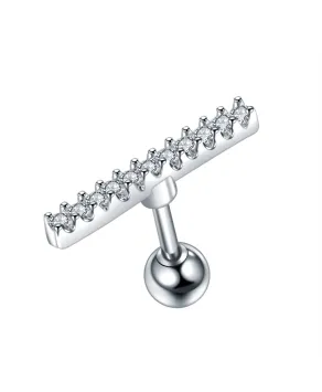 Kolczyk stal labret tragus helix cyrkonie 1.2x6x4mm