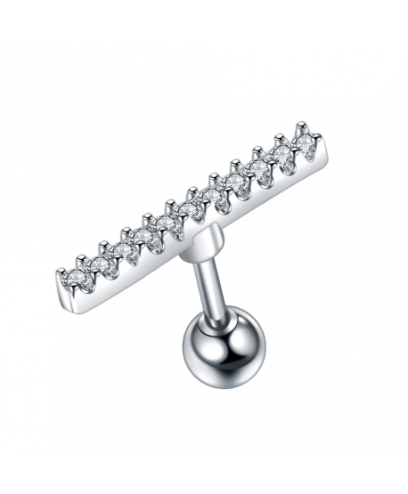 Kolczyk stal labret tragus helix cyrkonie 1.2x6x4mm