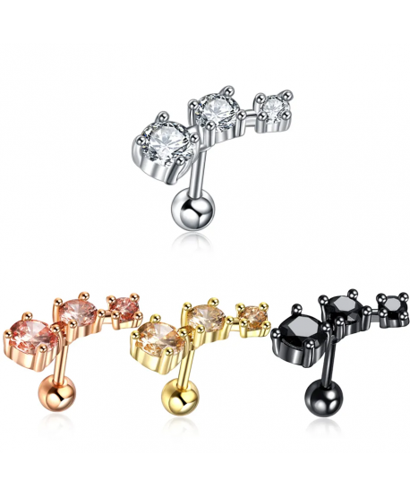 Kolczyki na chrząstkę helix tragus z cyrkoniami