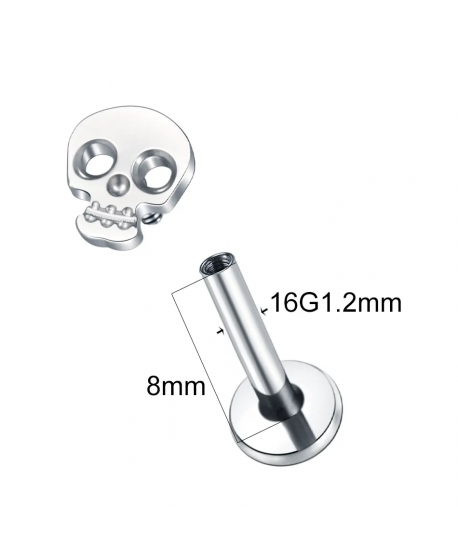 Kolczyk tytan labret tragus helix z czaszką