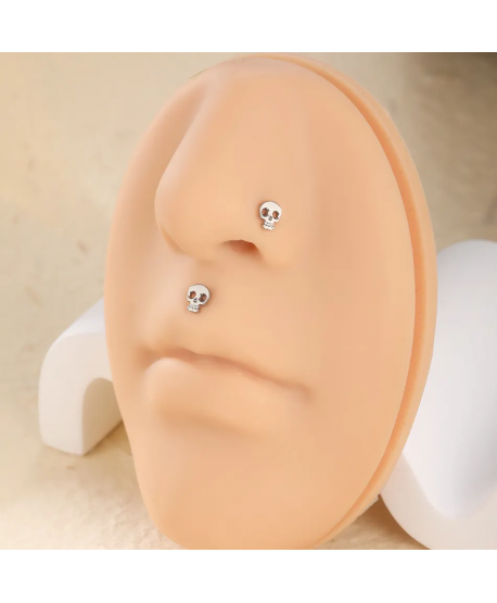 Kolczyk tytan labret tragus helix z czaszką