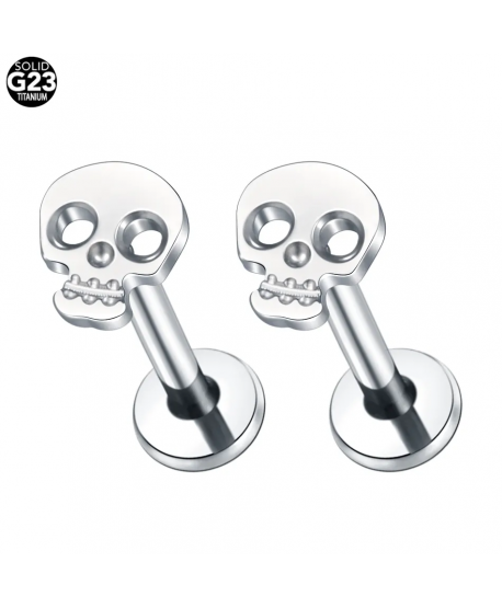 Kolczyk tytan labret tragus helix z czaszką