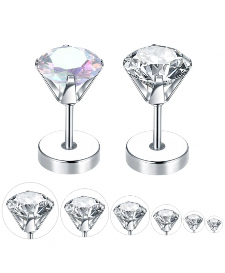 Labret z cyrkonią stal 1.0/6 mm cyrkonie srebrny i opalizujący