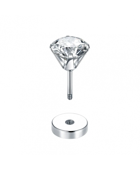 Labret z cyrkonią stal 1.0/6 mm cyrkonie srebrny i opalizujący