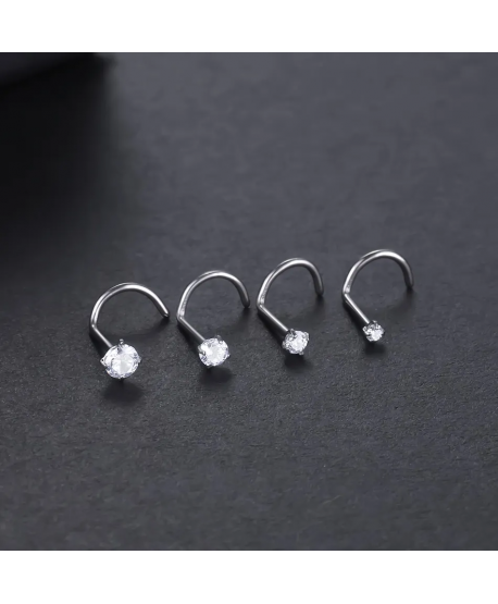 Kolczyk tytan zakręcony do nosa z cyrkonią 0.8*7*2,5 lub 3mm