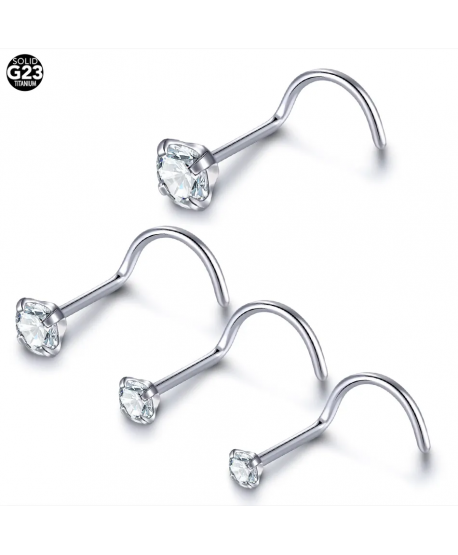 Kolczyk tytan zakręcony do nosa z cyrkonią 0.8*7*2,5 lub 3mm