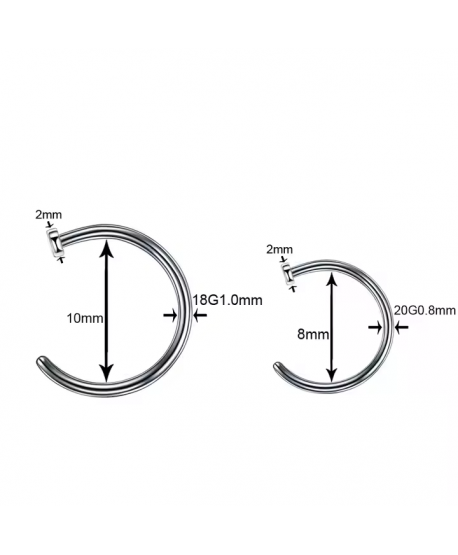 Kółeczka tytanowe do nosa 1*8 mm / 1*10 mm