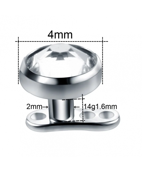 Kolczyk tytan micro dermal cyrkonia 1.6*2.5*4 mm