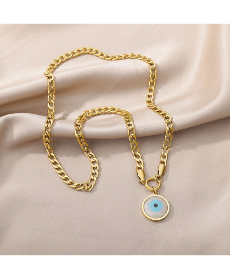 Naszyjnik stal z okiem proroka gruba pancerka