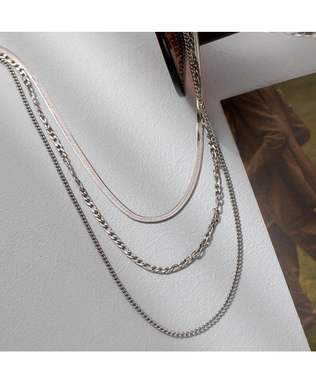 Naszyjnik stal kaskadowy srebrny żmijka pancerka