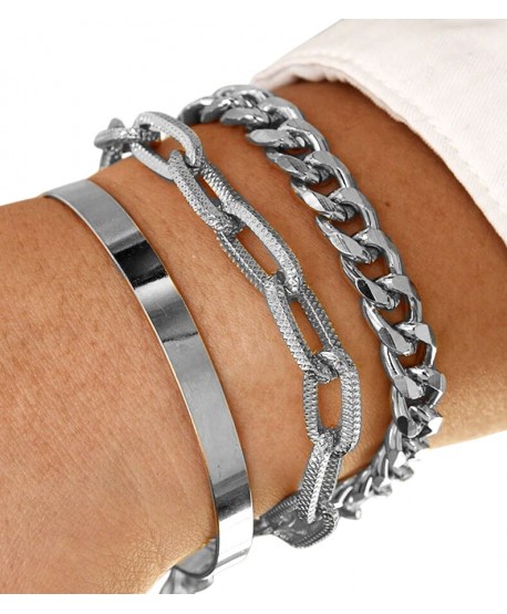 Bransoletki zestaw srebrny mankiet łańcuchy