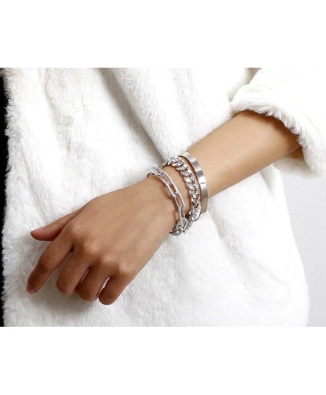 Bransoletki zestaw srebrny mankiet łańcuchy