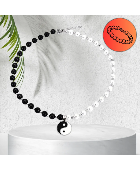 Naszyjnik z koralików Yin i Yang