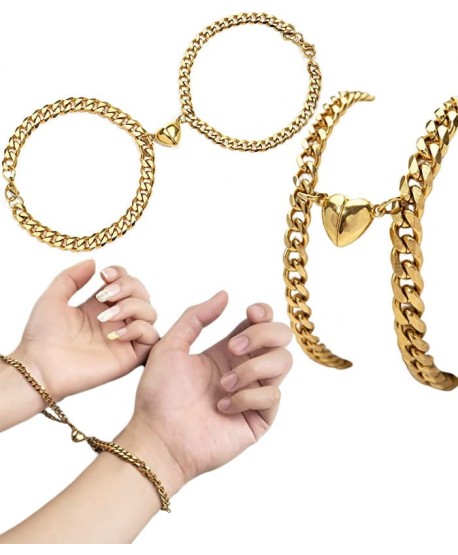 Bransoletki magnetyczne złote z sercem Best Friends