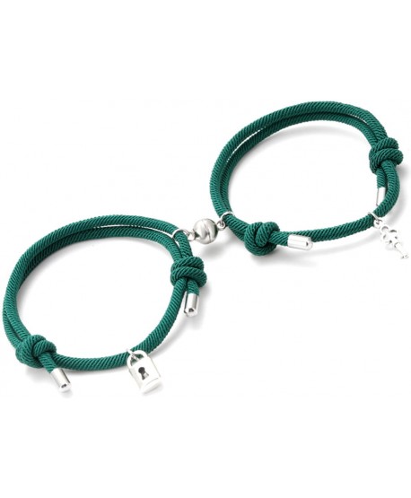 Bransoletki magnetyczne zielone kluczyk kłódka Best Friends