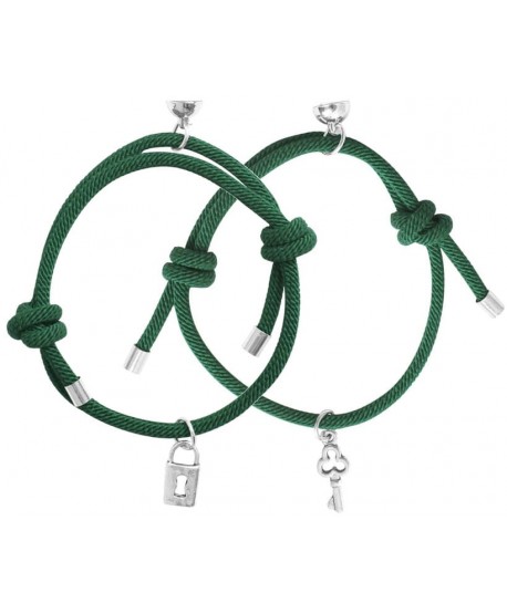 Bransoletki magnetyczne zielone kluczyk kłódka Best Friends