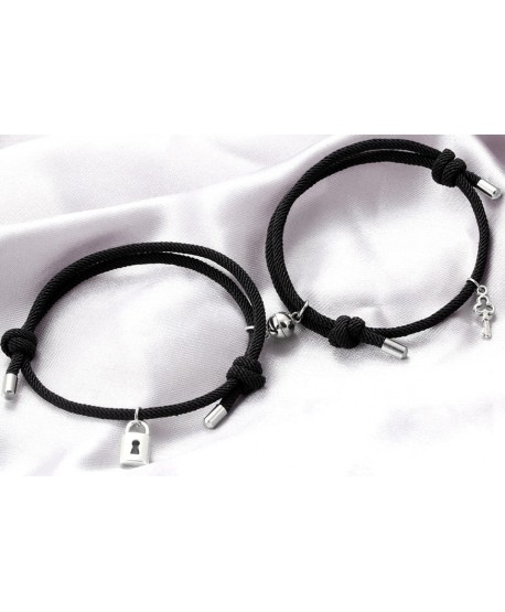 Bransoletki magnetyczne czarne kluczyk kłódka Best Friends