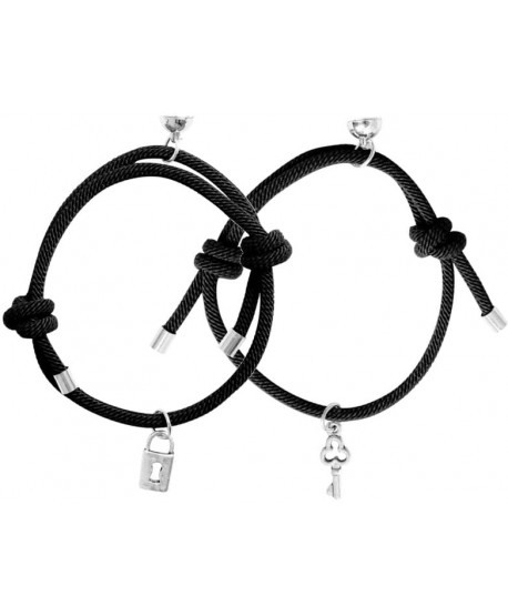 Bransoletki magnetyczne czarne kluczyk kłódka Best Friends
