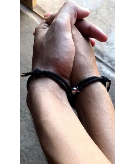 Bransoletki magnetyczne czarne kluczyk kłódka Best Friends