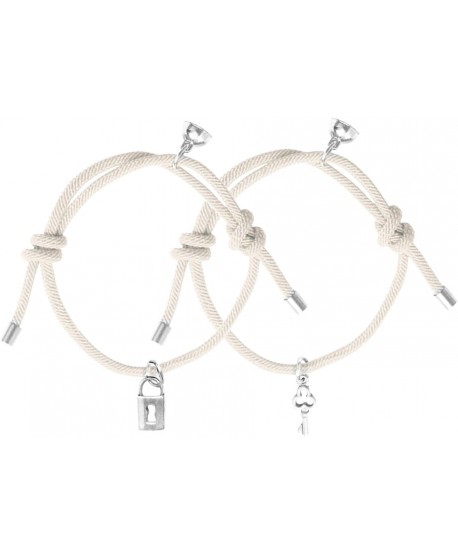 Bransoletki magnetyczne białe kluczyk kłódka Best Friends