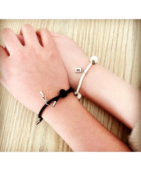 Bransoletki magnetyczne białe kluczyk kłódka Best Friends