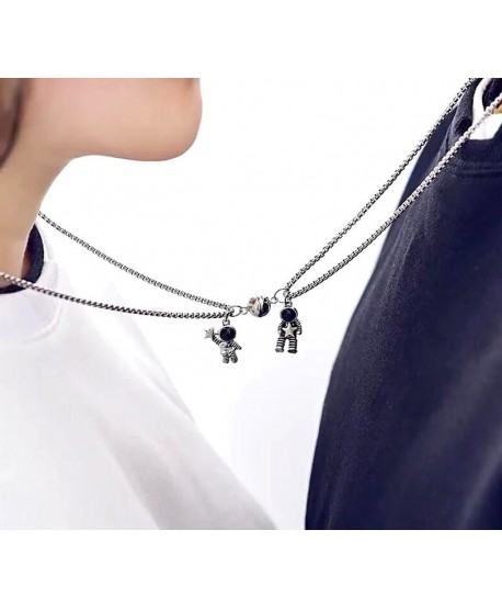 Naszyjniki magnetyczne srebrne kosmonauci best friends