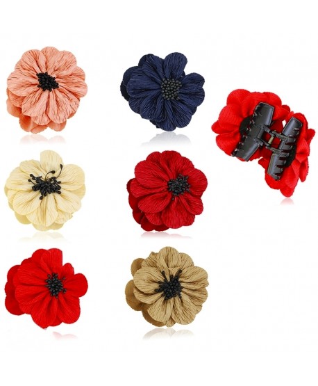 Klamry do włosów z materiałowym kwiatem mak
