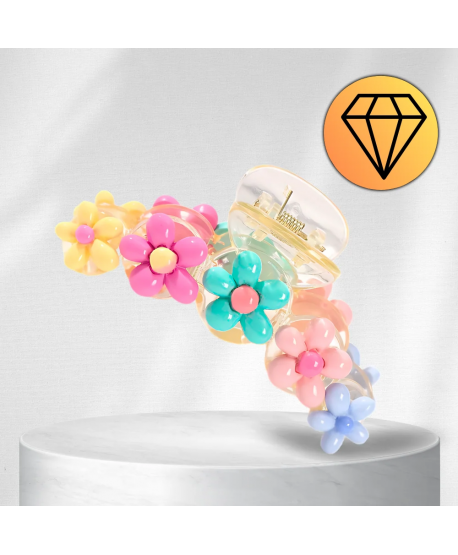 Klamra do włosów z kolorowymi kwiatuszkami