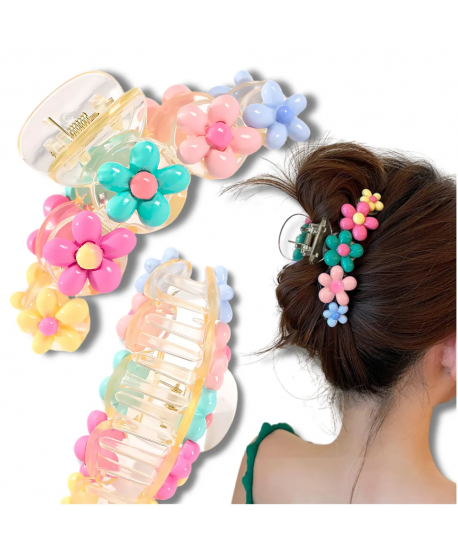 Klamra do włosów z kolorowymi kwiatuszkami